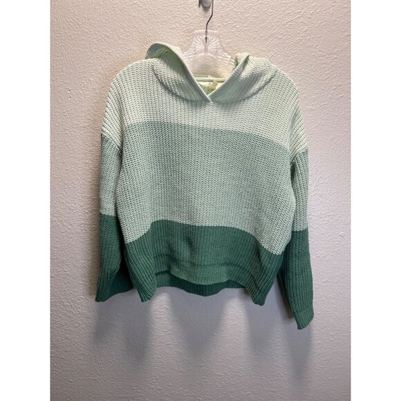 Bixby Nomad Womens Hooded Knit Sweater XL Green Gradient Stripes Lightweight & C - Picture 5 of 5